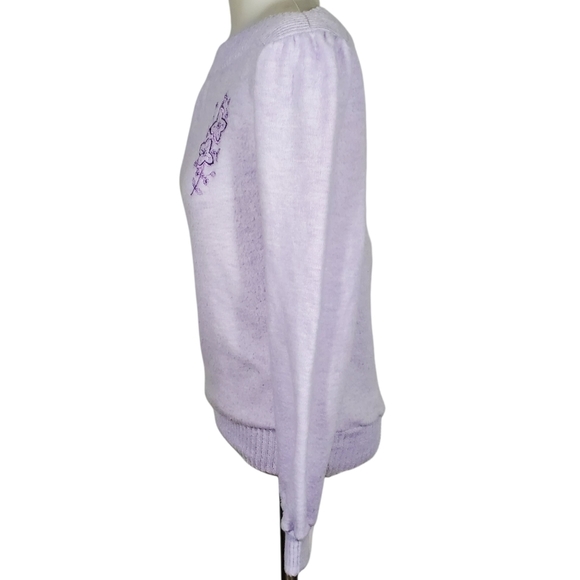 VARIETY Purple Boatneck Embroidered Sweater sizeM - Picture 4 of 13